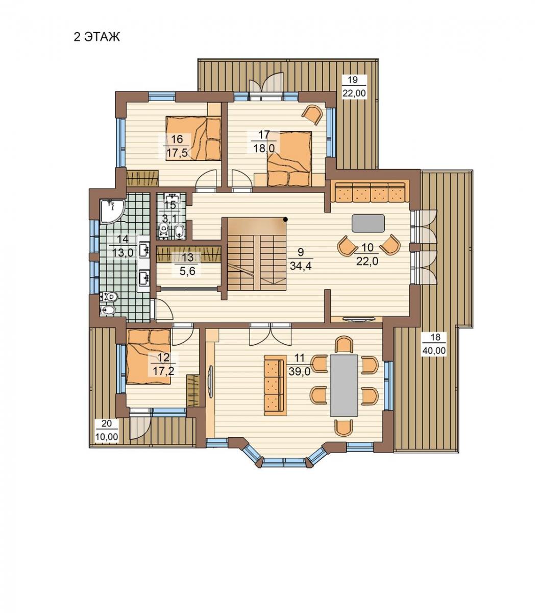 Планировка 2-го этажа деревянного дома Верона