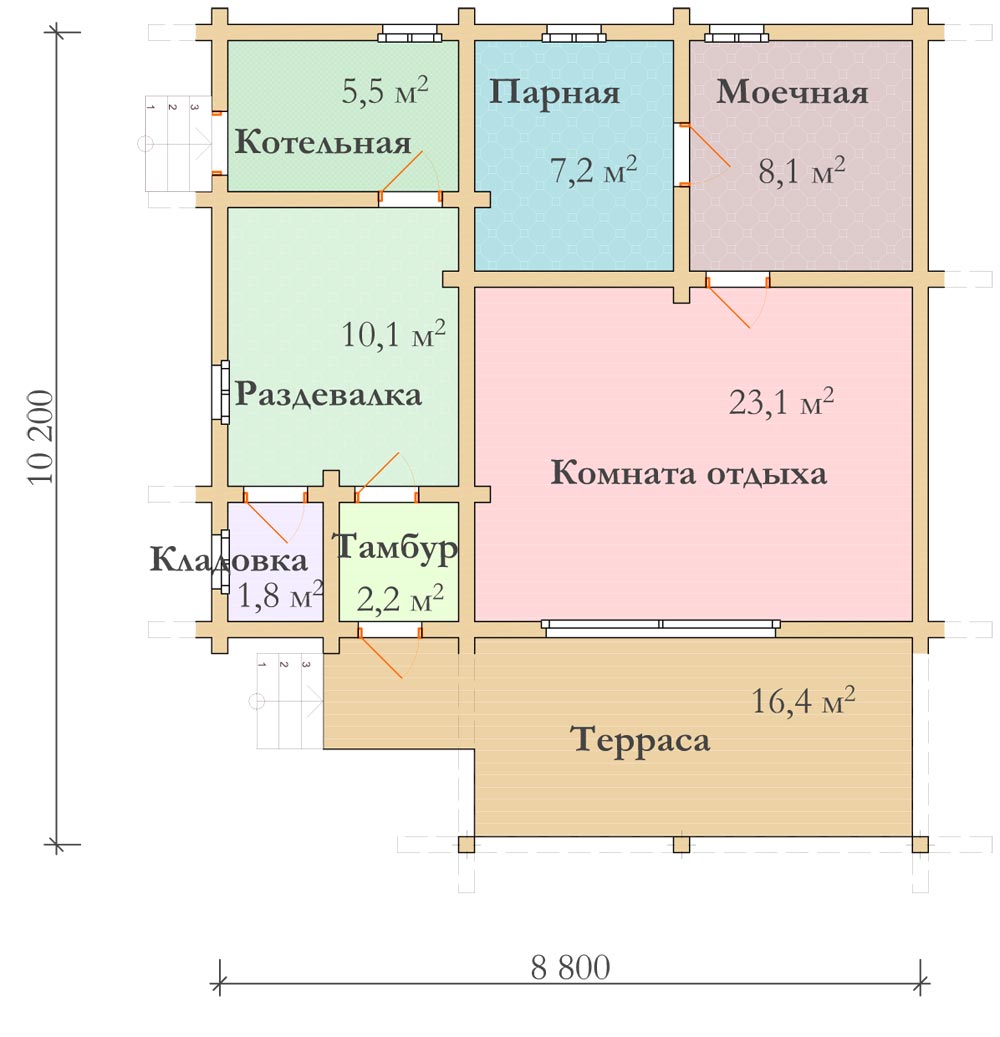 Планировка бани Сова